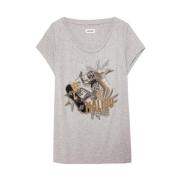 Zadig & Voltaire Meryl Skeleton T-Shirt - Stilfull Damtopp Gray, Dam