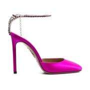 Aquazzura Kristalldekorerade Satinpumps Pink, Dam