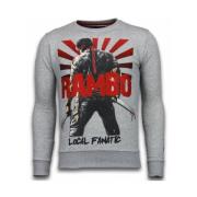 Local Fanatic Rambo Rhinestone Sweater - Man Tröja - 5910A Gray, Herr