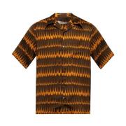 Wales Bonner Brun Rhythm Skjorta med Orange Mönster Brown, Herr