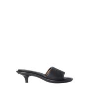 Marsell Kitten Heel Mules i naturligt kornläder Black, Dam