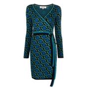 Diane Von Furstenberg Betty tryckt wrap klänning Green, Dam