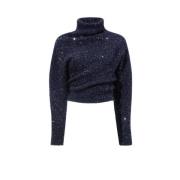 Proenza Schouler Technical Sequin Sweater Blue, Dam