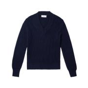 Officine Générale V-neck Knitwear Blue, Herr