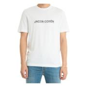 Jacob Cohën Maxi Logo Bomull Tee White, Herr