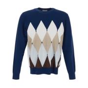 Ballantyne Geometric Pattern Sweater Blue, Herr