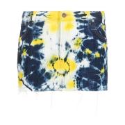 Alanui Tie-Dye Print Mini Kjol Blue, Dam