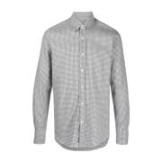 Canali Gingham Rutig Skjorta Gray, Herr