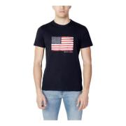 U.s. Polo Assn. Herr Blått Tryck T-shirt Blue, Herr