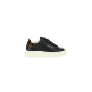 Crime London Lädersneakers med Tryckt Logotyp Black, Dam