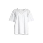 Silvian Heach Spets Overlay T-Shirt White, Dam