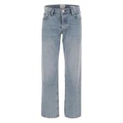 Frame Avslappnad Straight Slouch Jeans Blue, Dam
