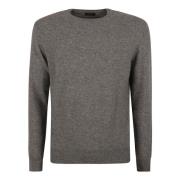 Z Zegna Grå Cashmere Crew Neck Sweaters Gray, Herr