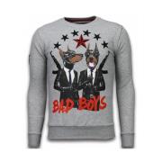 Local Fanatic Bad Boys Dogs Rhinestone - Tröjor Herr - 5918G Gray, Her...