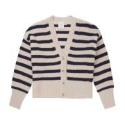 Munthe Randig Cardigan med Knappar Beige, Dam