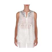 Ermanno Scervino Blus D4Oel_008E63_Mf249 White, Dam