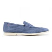 Kiton Kornbl? Mocka Loafers Blue, Herr