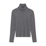 Saint Laurent Gråa Sweaters med Turtleneck och Broderad Logo Gray, Her...