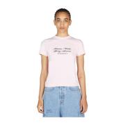 Vetements Broderad bomull T-shirt Pink, Dam