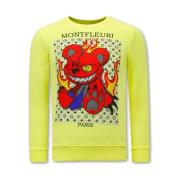 True Rise Stickad Cardigan Tröja Män Monster Teddybjörn - 3631 Yellow,...