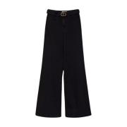 Twinset Wide Leg Jeans med Bälte Black, Dam