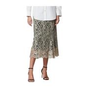 Heartmade Elegant Midi Kjol med Spets Beige, Dam