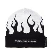 Vision OF Super Beanie With White Flames Black, Herr
