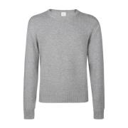 Eleventy Handgjord Crewneck Tröja med Kontrastdetalj Gray, Herr