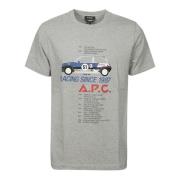 A.p.c. Martin Bomull Crew Neck T-Shirt med Framsida Tryck Gray, Herr