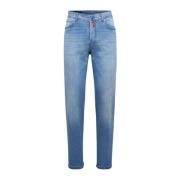 Kiton Indigo Slim Fit Bomullsbyxor Blue, Herr