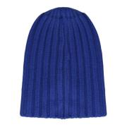 Laneus Kashmir Ribbstickad Beanie Mössa Blue, Herr