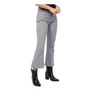 Jijil Grå Cropped Flare Jeans med Kontrastsömn Gray, Dam