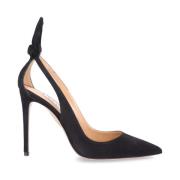 Aquazzura Suede Bow Tie Pumps Black, Dam