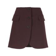 Lanvin Bordeaux Ullkjol med Framknappar Red, Dam