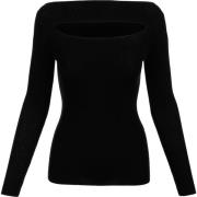 P.a.r.o.s.h. Edgy Cut-Out Långärmad Topp Black, Dam