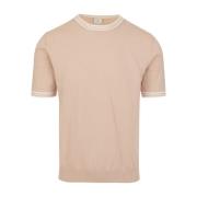 Eleventy Casual Rib Knit T-Shirt Pink, Herr