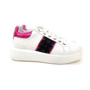Pollini Fuchsia Heritage Print Sneakers för Kvinnor Pink, Dam