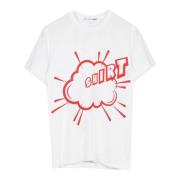 Comme des Garçons Vit Bomull Kortärmad T-shirt med Grafiskt Tryck Whit...