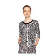 Twinset Leopardmönstrad Cardigan Black, Dam