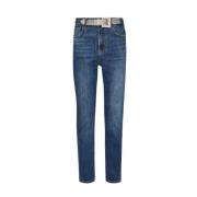 Liu Jo Högmidjade Straight Leg Jeans med Avtagbart Bälte Blue, Dam