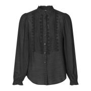 Lollys Laundry Feminin Laundry Ariel Blus med Broderade Detaljer Black...