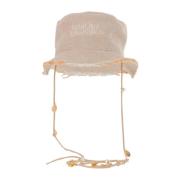 Ruslan Baginskiy Beige Hamp Bucket Hatt med Logo Broderi Beige, Dam