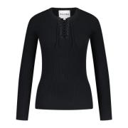 Kujten Billie Kaschmir Snörning Pullover Black, Dam