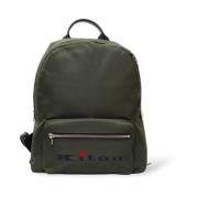 Kiton Broderad canvas ryggsäck med framficka Green, Unisex