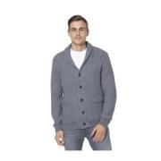 Gran Sasso Grå Ribbad Shawl Krage Cardigan Gray, Herr