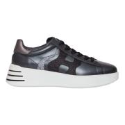 Hogan Rebel Svart Glitterläder Sneakers - Storlek 35 Black, Dam