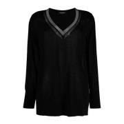 Fabiana Filippi Cashmere Siden V-Hals Tröja Set Black, Dam