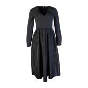 Lardini Black Long Dress with V Neck Black, Dam