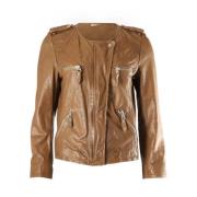 Isabel Marant Pre-owned Quiltad Brunt Skinn Motorcykeljacka Brown, Dam