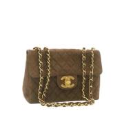 Chanel Vintage Förhandsägd Brun Mocka Chanel Flapväska Brown, Dam